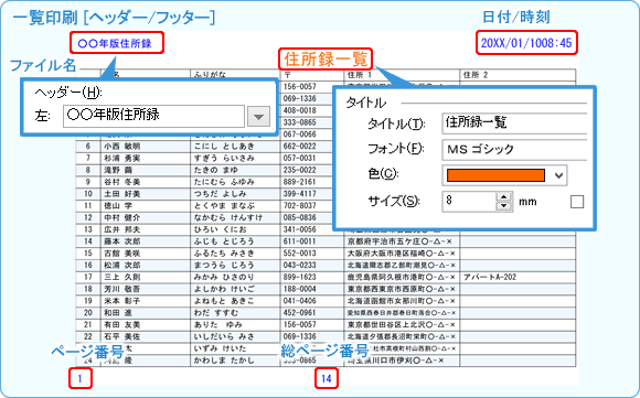 住所録の一覧印刷機能 特長 はがき作家